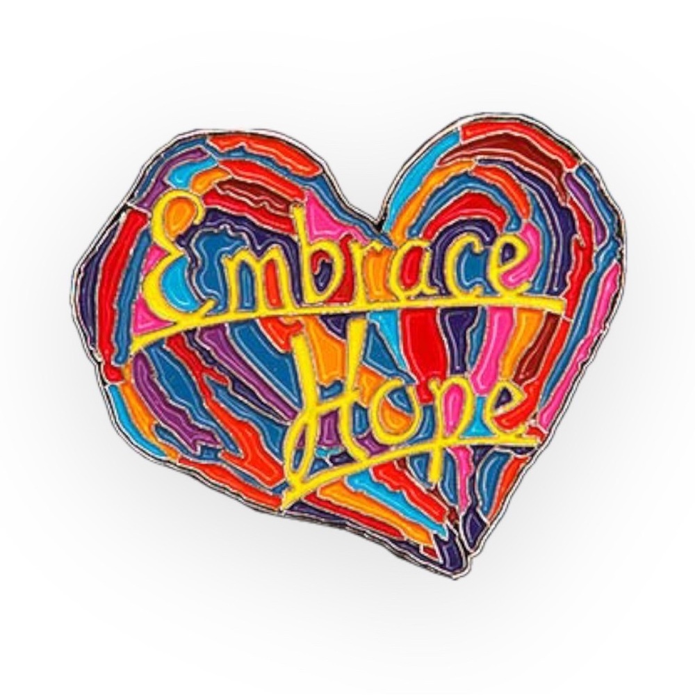 Embrace Hope Pin Heart Shape Brooch Rainbow Colors‎ Hope Is Everything Penzeys